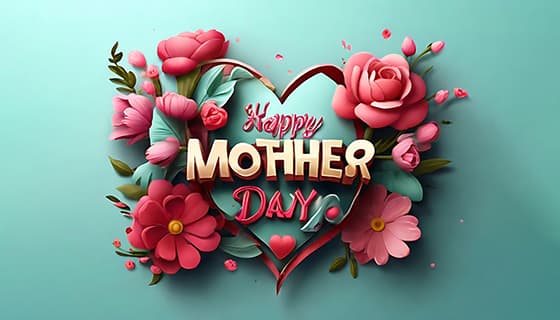 多彩漂亮花卉和 happy mother’s day 字母设计母亲节背景图片素材(JPG)