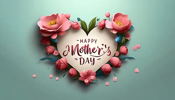 多彩漂亮花卉和 happy mother’s day 字母设计母亲节背景图片素材(JPG)