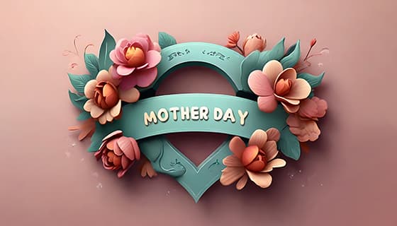 多彩漂亮花卉和 happy mother’s day 字母设计母亲节背景图片素材(JPG)