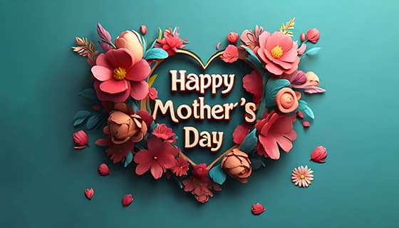 多彩漂亮花卉和 happy mother’s day 字母设计母亲节背景图片素材(JPG)