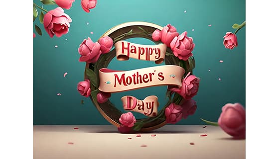 多彩漂亮花卉和 happy mother’s day 字母设计母亲节背景图片素材(JPG)