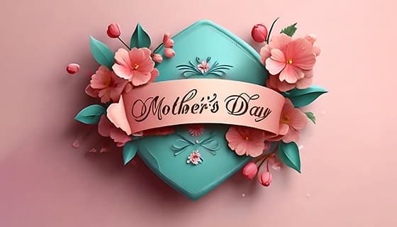多彩漂亮花卉和 happy mother’s day 字母设计母亲节背景图片素材(JPG)