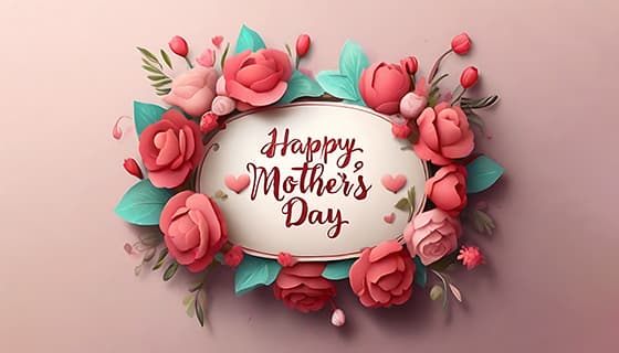 多彩漂亮花卉和 happy mother’s day 字母设计母亲节背景图片素材(JPG)