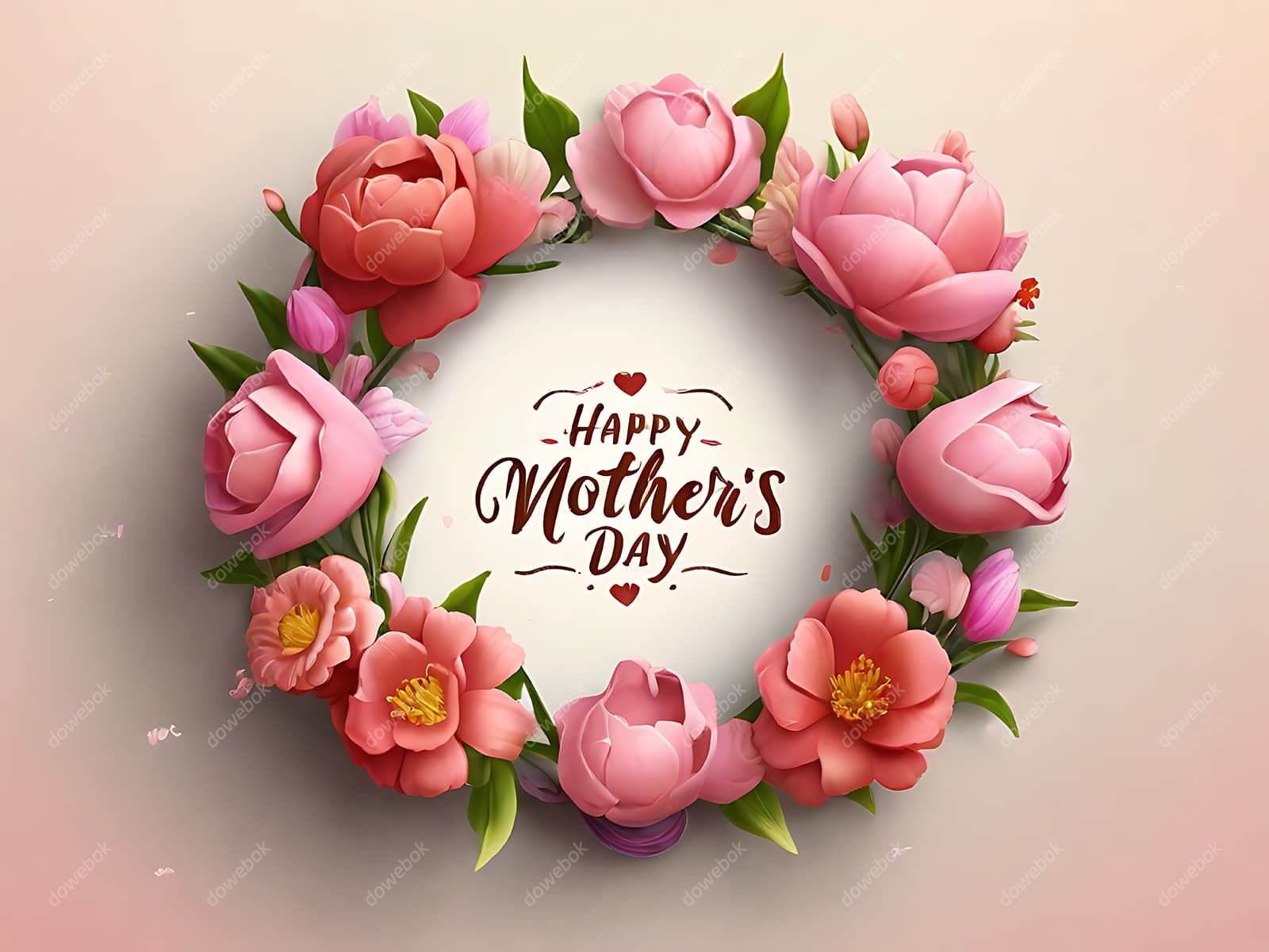 多彩漂亮花卉和 happy mother’s day 字母设计母亲节背景图片素材(JPG)