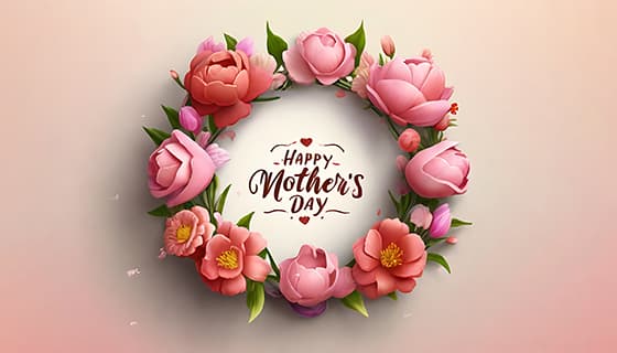 多彩漂亮花卉和 happy mother’s day 字母设计母亲节背景图片素材(JPG)