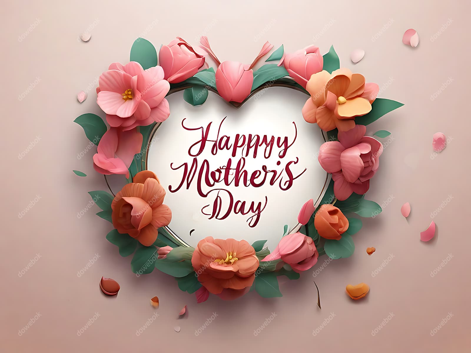 多彩漂亮花卉和 happy mother’s day 字母设计母亲节背景图片素材(JPG)