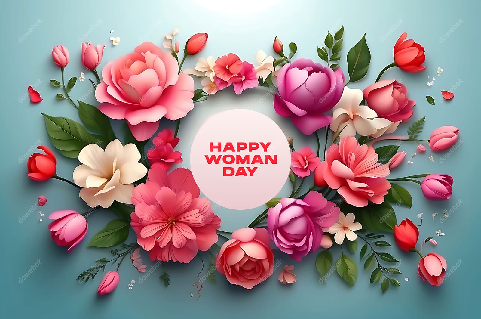 多彩漂亮花卉和 happy mother’s day 字母设计母亲节背景图片素材(JPG)