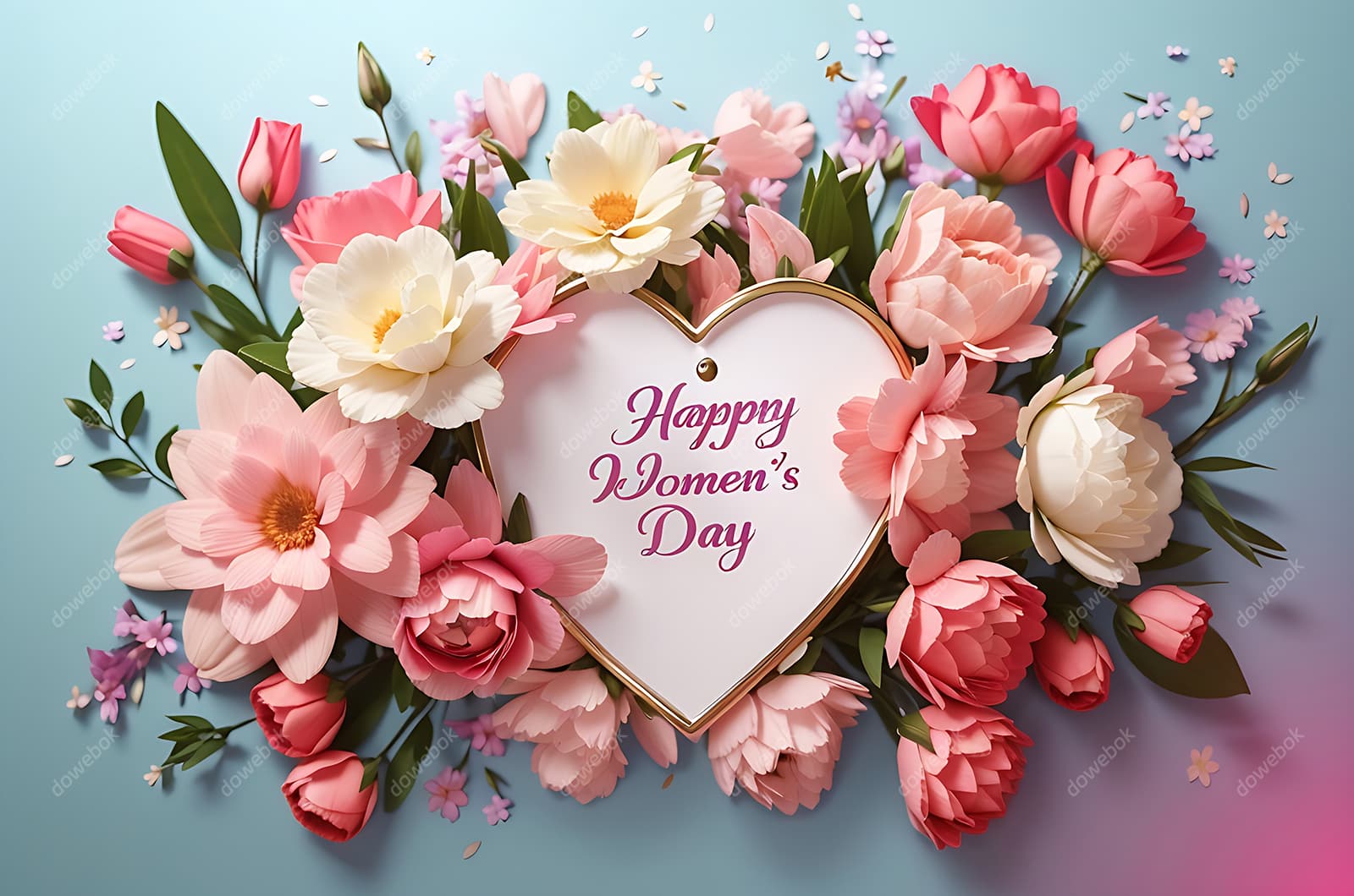 多彩漂亮花卉和 happy mother’s day 字母设计母亲节背景图片素材(JPG)