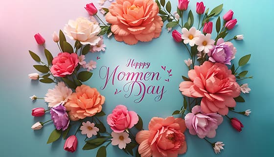 多彩漂亮花卉和 happy mother’s day 字母设计母亲节背景图片素材(JPG)