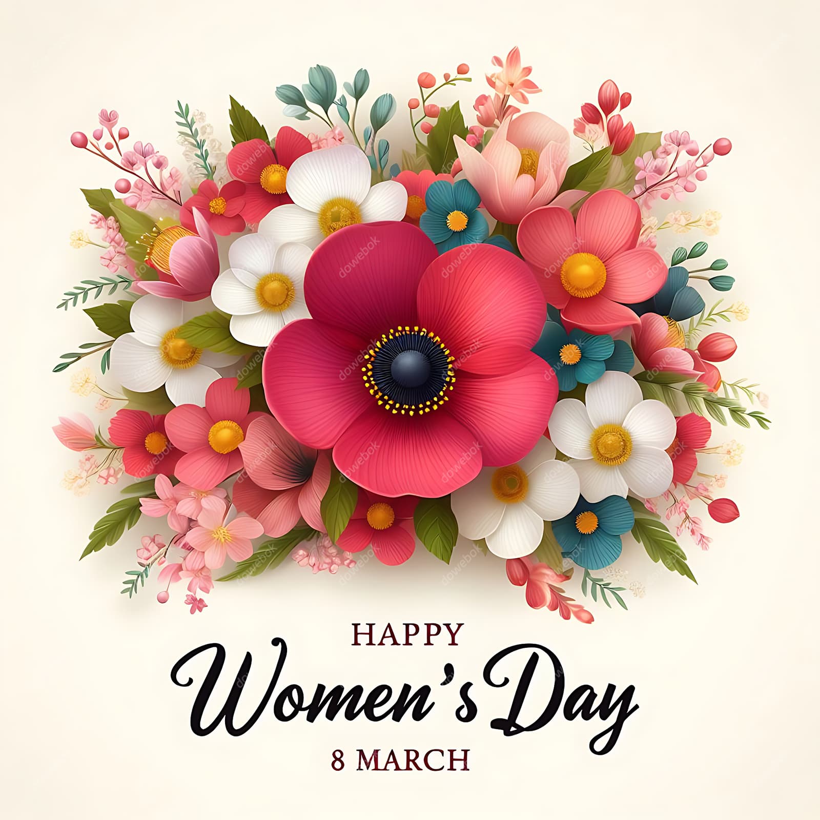 多彩花卉设计妇女节背景图片素材(JPG)