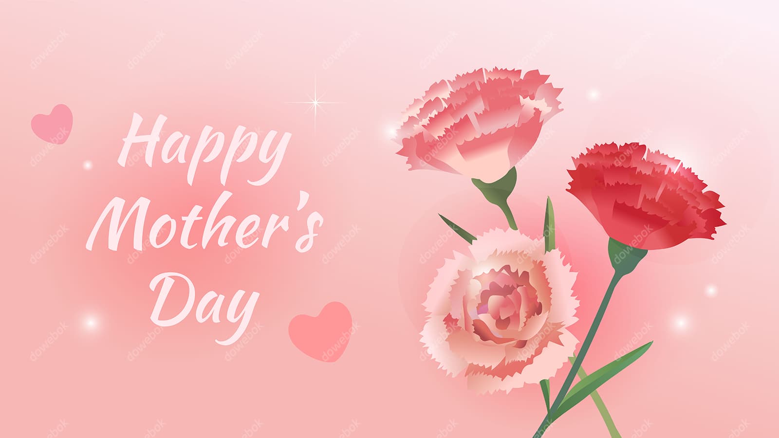 粉色和红色的玫瑰花设计母亲节背景矢量素材(EPS)