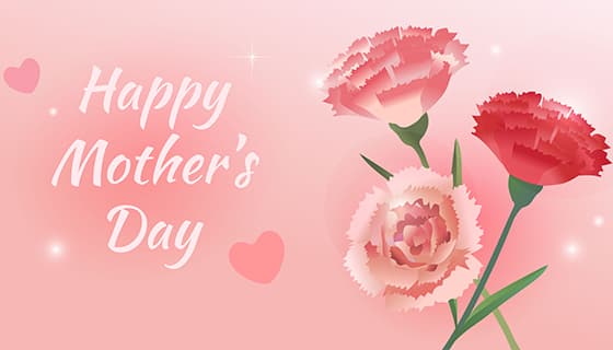 粉色和红色的玫瑰花设计母亲节背景矢量素材(EPS)