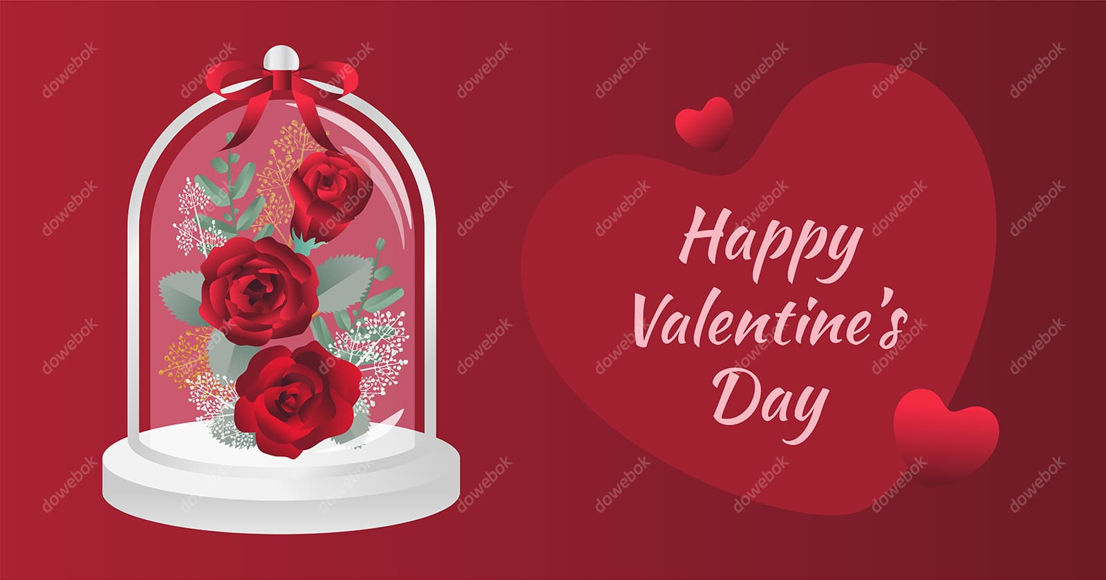 红色玫瑰花礼物设计粉色情人节背景矢量素材(EPS)