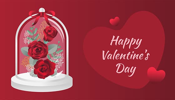 红色玫瑰花礼物设计粉色情人节背景矢量素材(EPS)