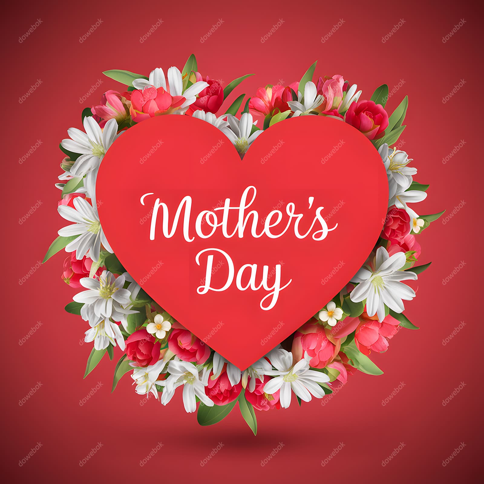 鲜艳的花朵设计红色母亲节背景图片素材(JPG)