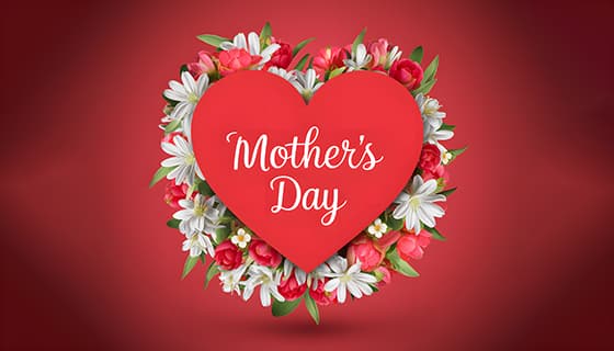 鲜艳的花朵设计红色母亲节背景图片素材(JPG)