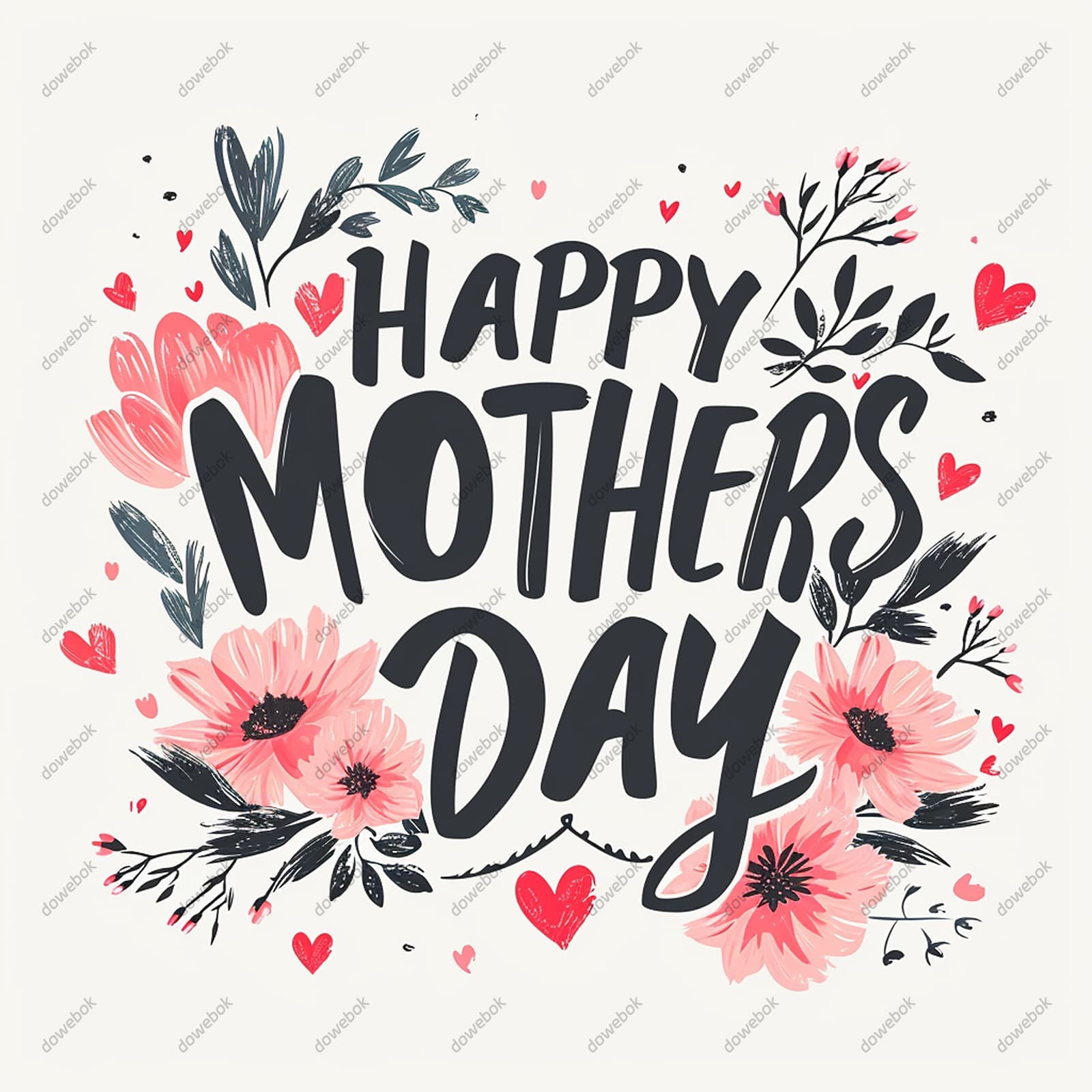 水彩花卉设计 happy mother’s day 母亲节背景图片素材(JPG)