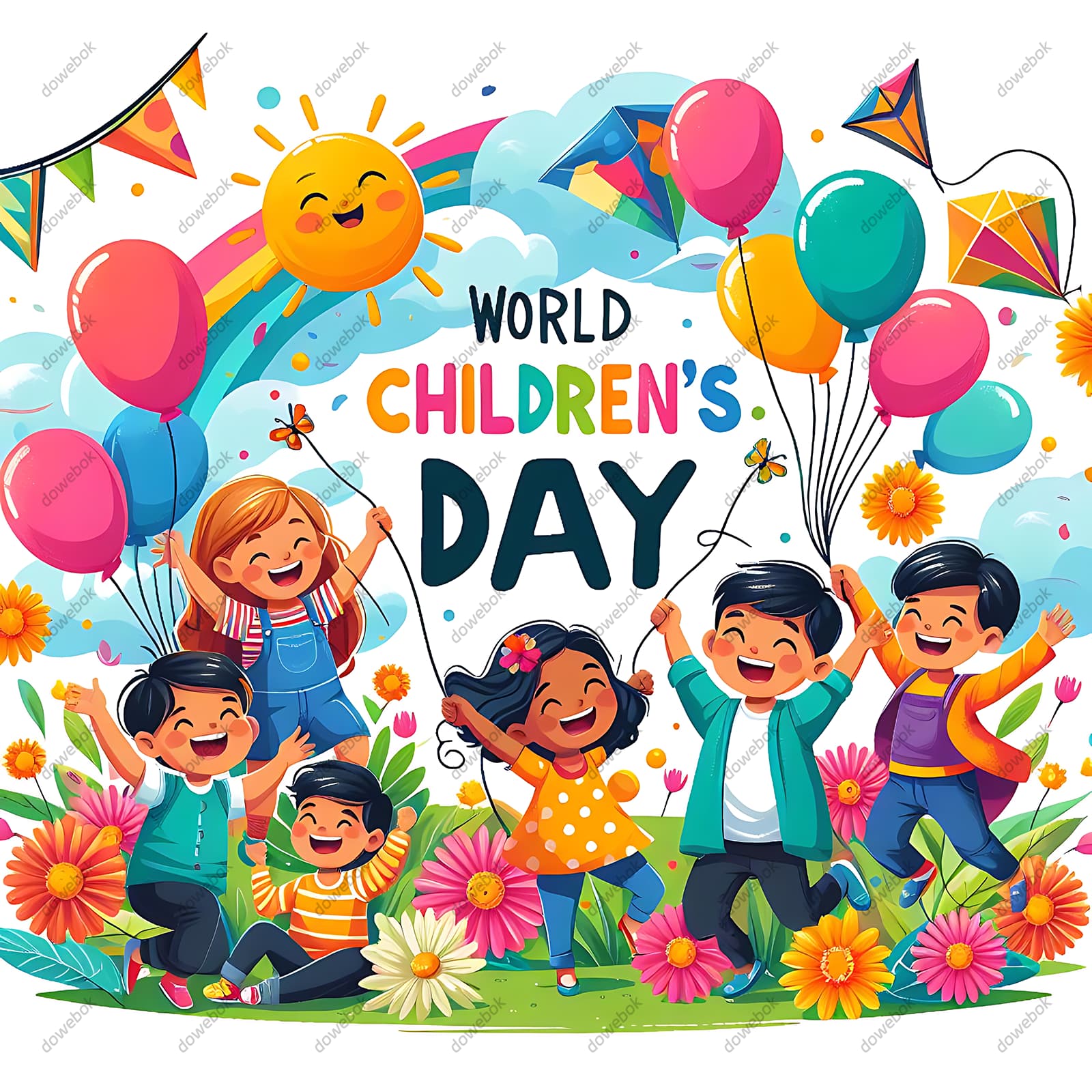 开心快乐庆祝儿童节的小朋友们图片素材(JPG)