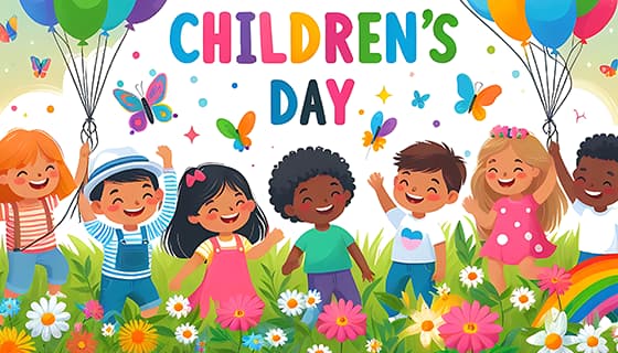 开心庆祝儿童节的小朋友们图片素材(JPG)