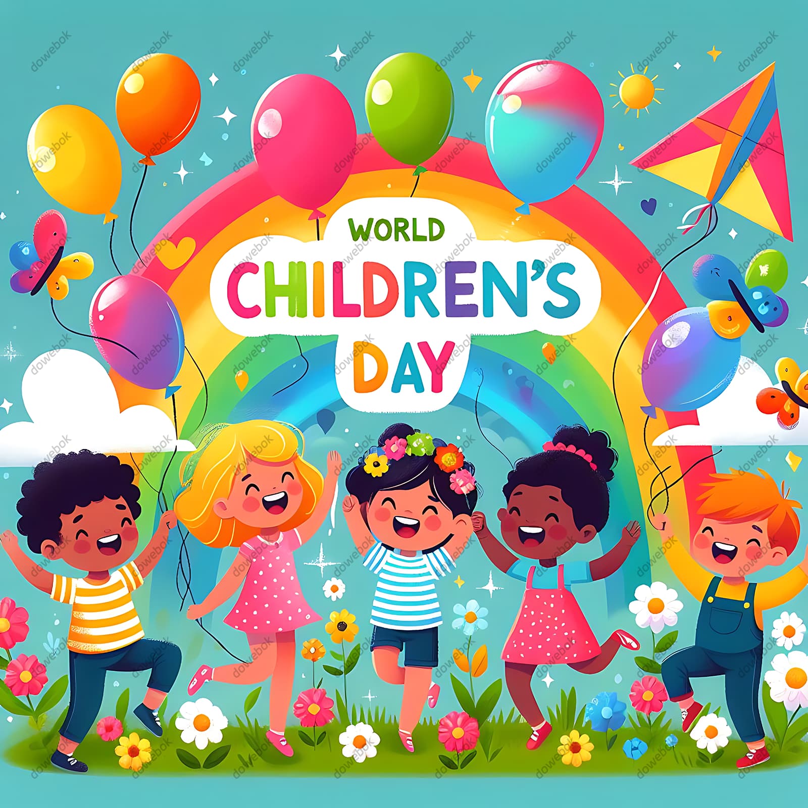 欢乐庆祝六一儿童节的小朋友图片素材(JPG)