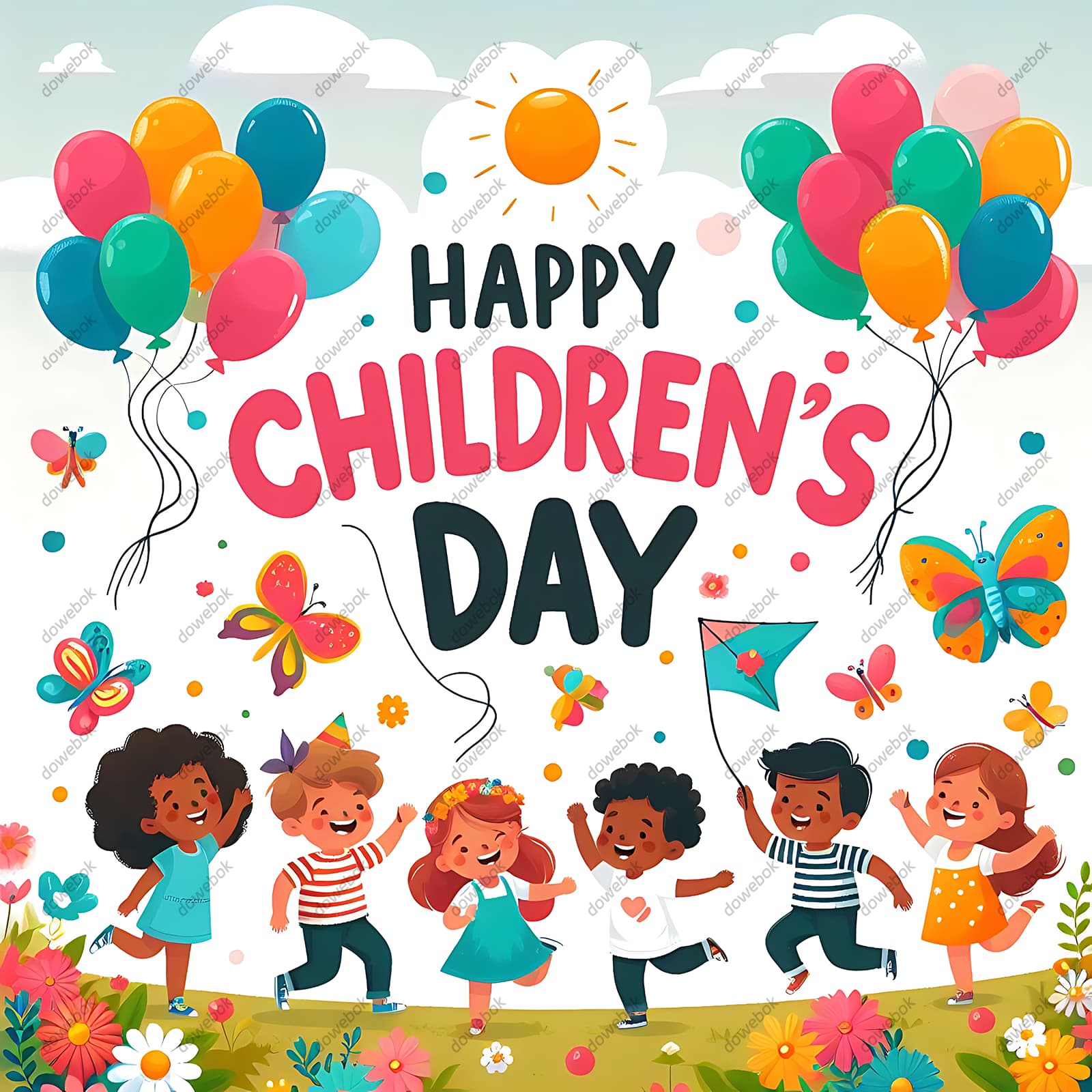 开心快乐庆祝六一儿童节的小朋友图片素材(JPG)