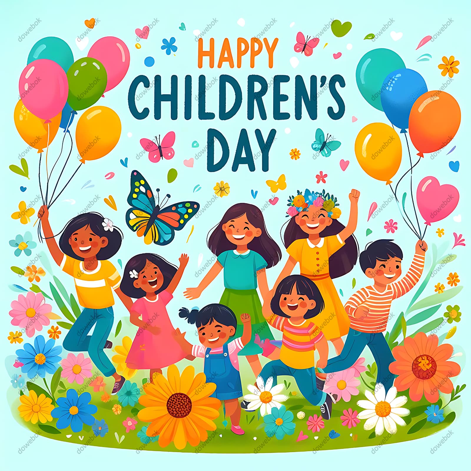 开心快乐庆祝六一儿童节的小朋友图片素材(JPG)