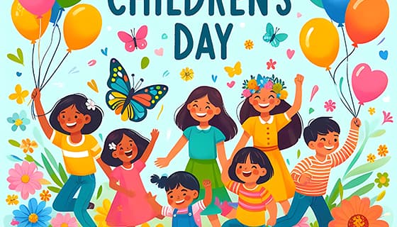 开心快乐庆祝六一儿童节的小朋友图片素材(JPG)