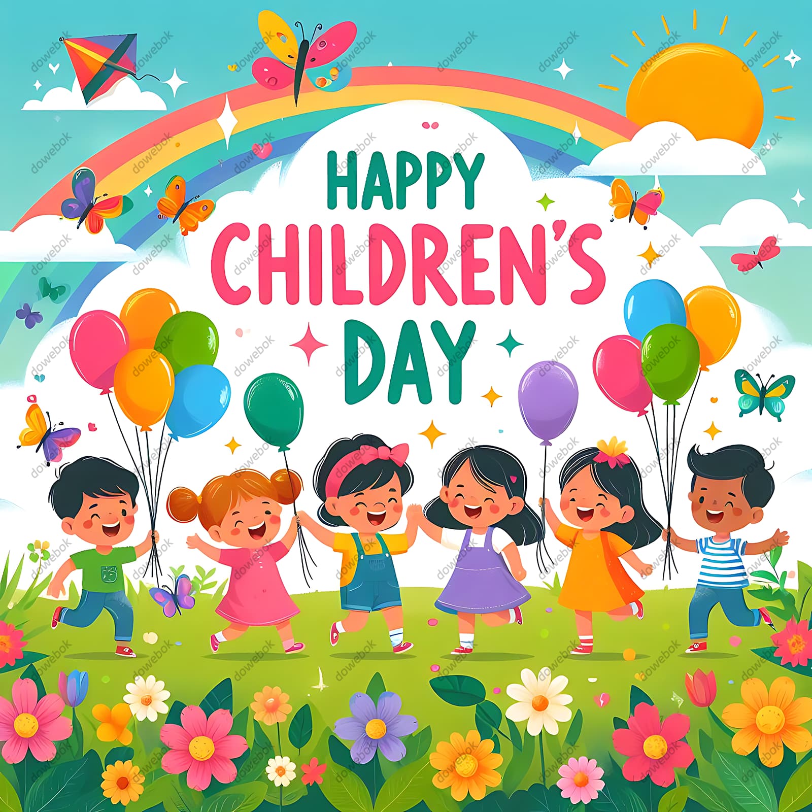 欢乐庆祝六一儿童节的小朋友们图片素材(JPG)