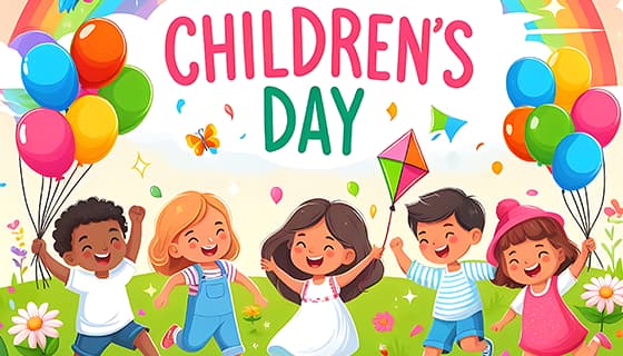 欢乐庆祝六一儿童节的小朋友们图片素材(JPG)