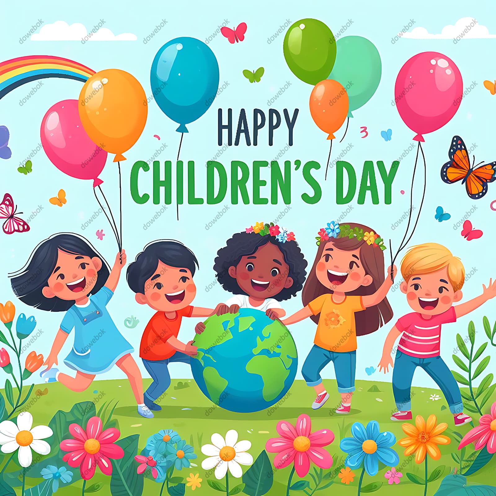 欢乐庆祝六一儿童节的小朋友们图片素材(JPG)