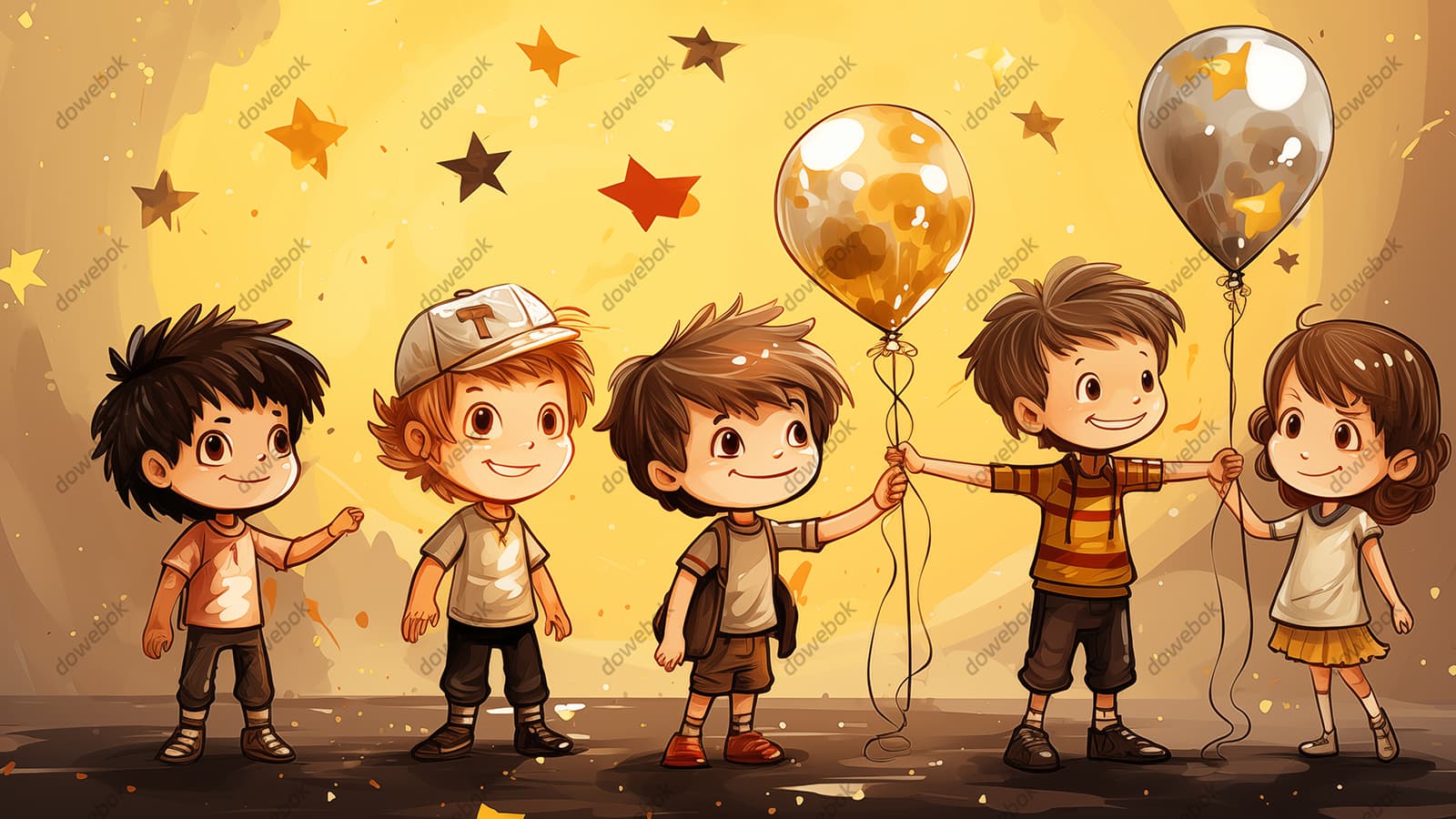 分享气球一起玩耍的小朋友图片素材(JPG)