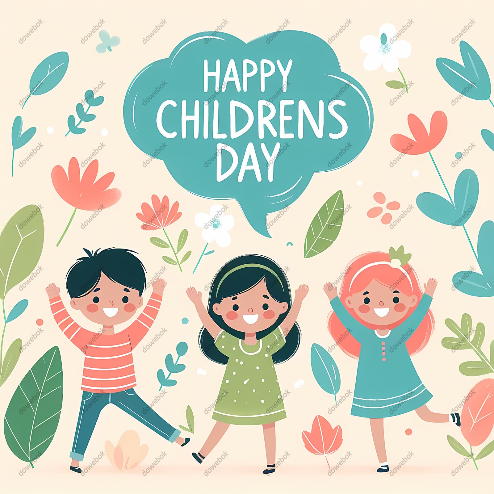 举起双手庆祝六一儿童节的小朋友图片素材(JPG)