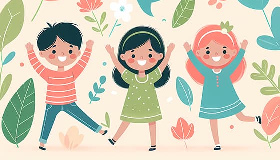 举起双手庆祝六一儿童节的小朋友图片素材(JPG)