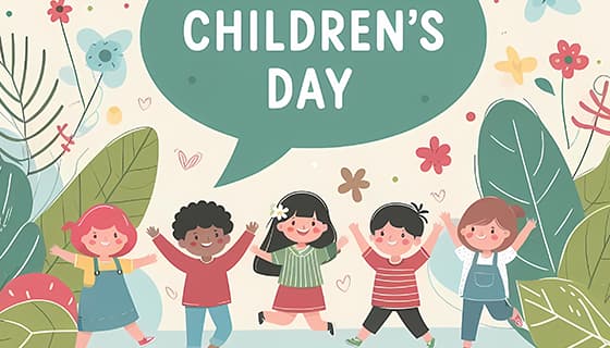 五个小朋友举起双手庆祝六一儿童节图片素材(JPG)