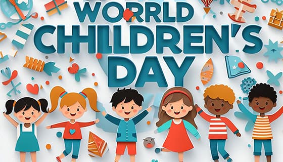 开心庆祝六一儿童节的六个小朋友图片素材(JPG)