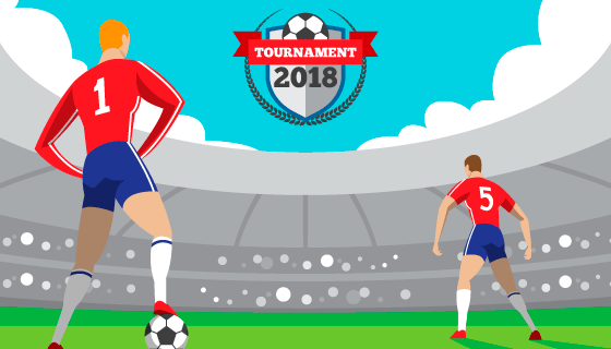 球场上的运动员世界杯背景矢量素材(EPS/AI)