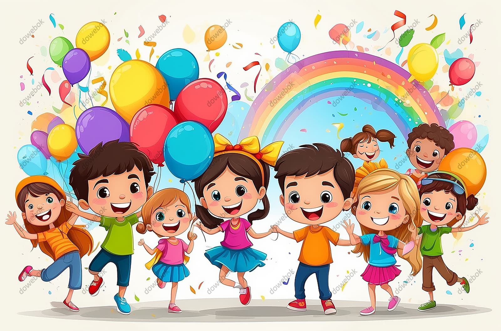 开心庆祝六一儿童节的小朋友们图片素材(JPG)