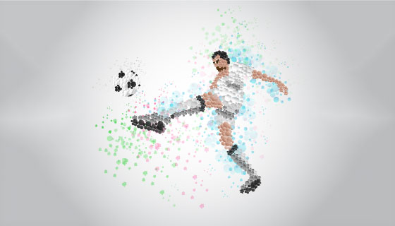 抽象运动员踢足球矢量素材(EPS/PNG)