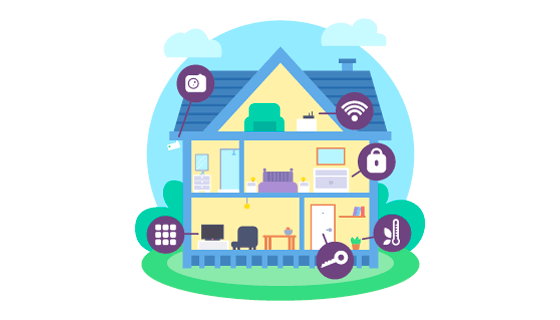 扁平风格智能家居矢量素材(EPS/AI/PNG)