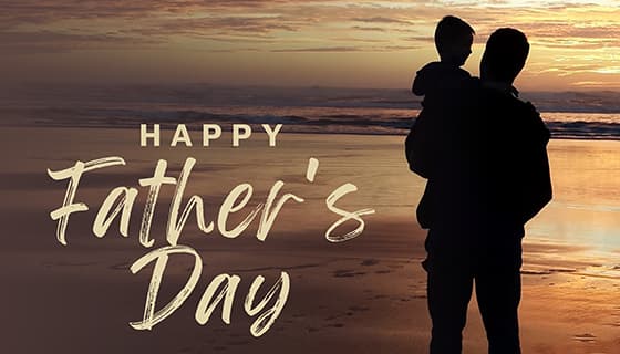 爸爸抱着儿子看日出设计父亲节背景图片素材(PSD)