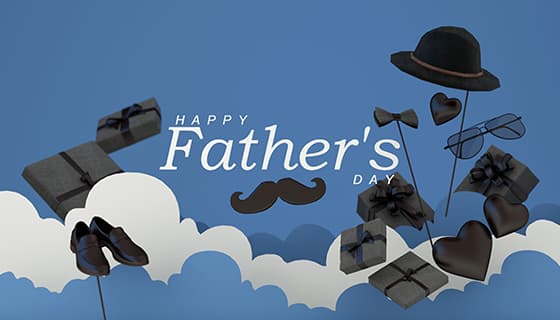 绅士帽礼物八字胡皮鞋等设计父亲节背景图片素材(JPG)