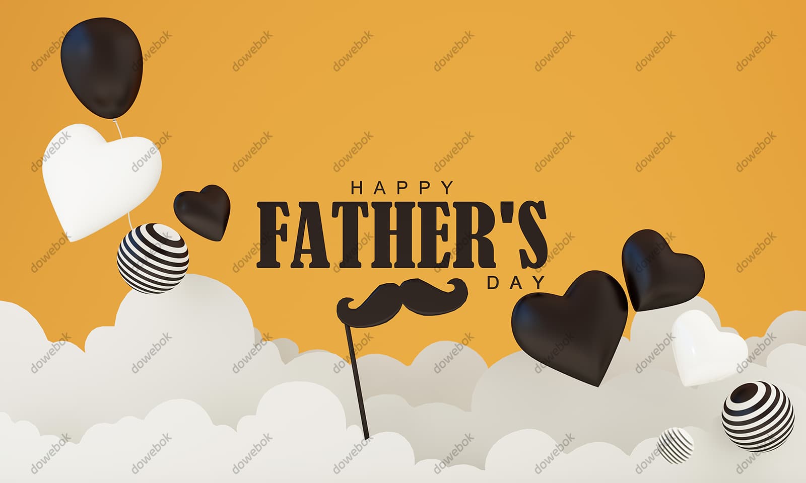 气球和八字胡等设计父亲节背景图片素材(JPG)