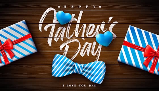 礼物和蝴蝶结设计父亲节背景图片矢量素材(EPS)