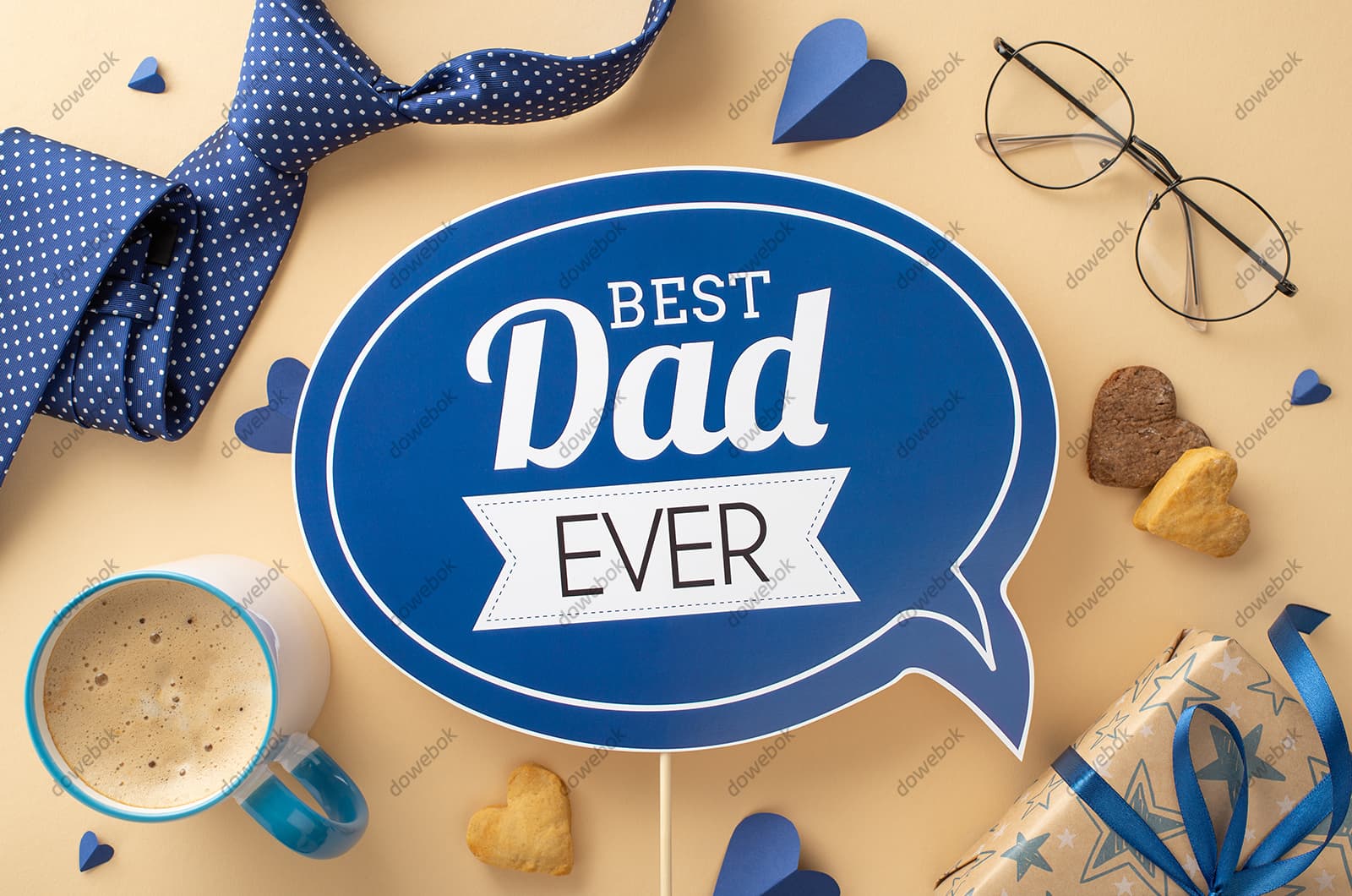领带礼物咖啡眼镜等设计父亲节背景图片素材(JPG)