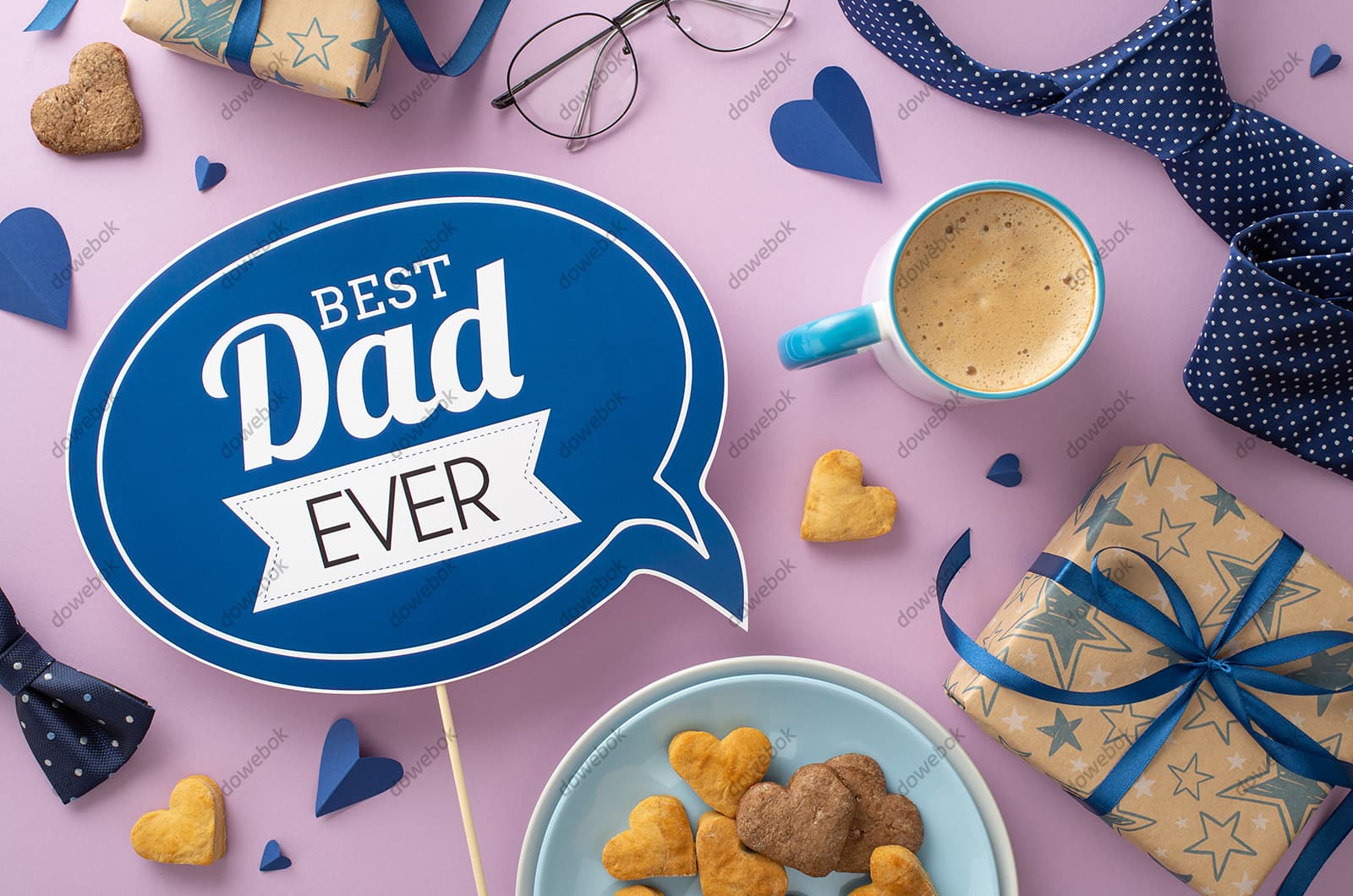 领带礼物咖啡眼镜等设计父亲节背景图片素材(JPG)
