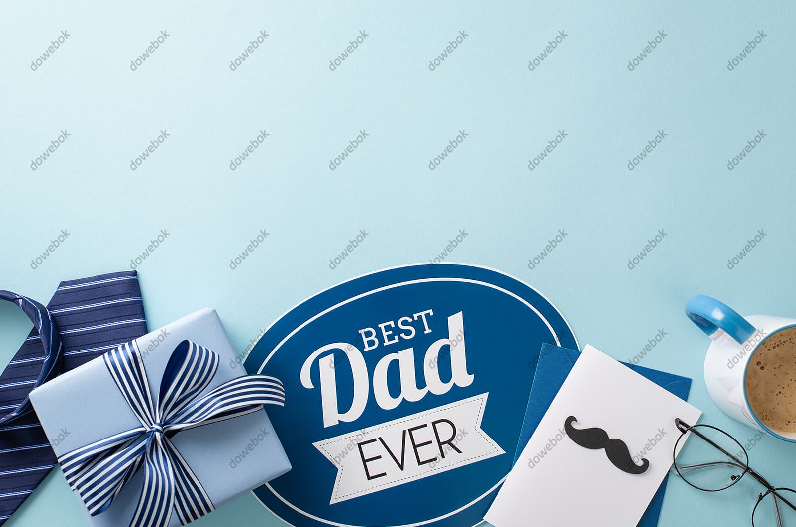 领带礼物眼镜咖啡等设计父亲节背景图片素材(JPG)
