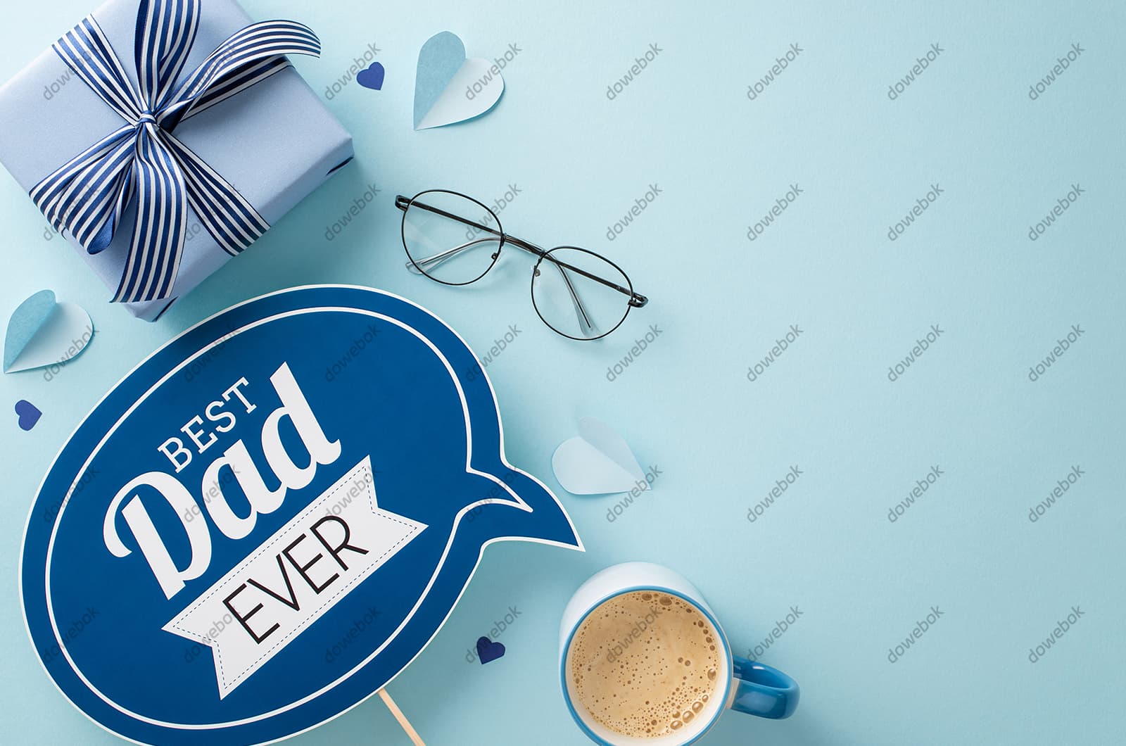礼物眼镜和咖啡等设计父亲节背景图片素材(JPG)