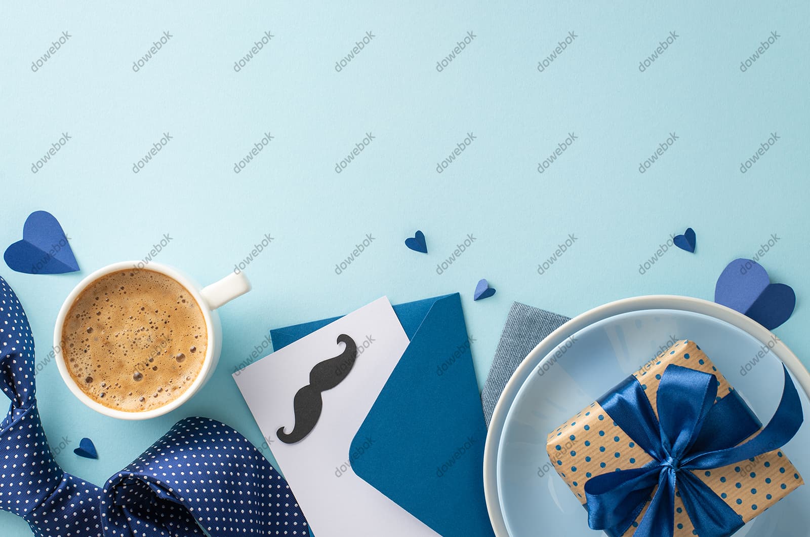 领带咖啡信封礼物等设计父亲节背景图片素材(JPG)