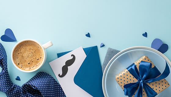 领带咖啡信封礼物等设计父亲节背景图片素材(JPG)