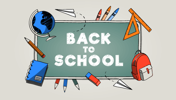学习工具设计的开学季返校矢量素材(EPS/AI/PNG)